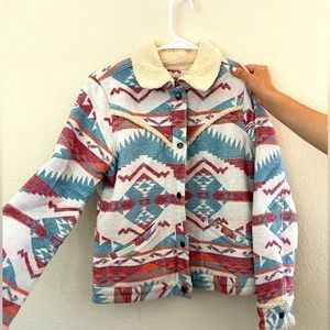 Womens Wrangler Aztec Sherpa Lined Jacket, Size Small